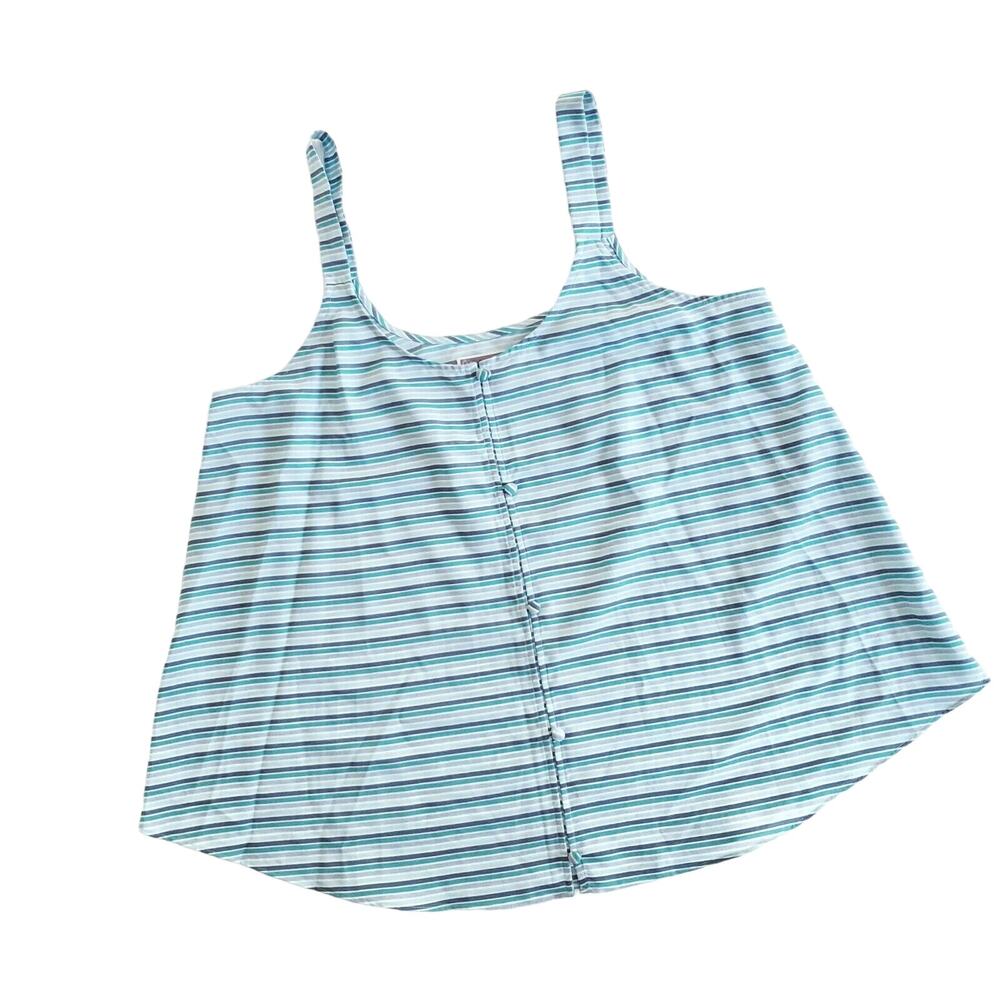 CHELSEA28 striped trapeze tank top blouse in teal peacock cinque stripe Sz S NEW